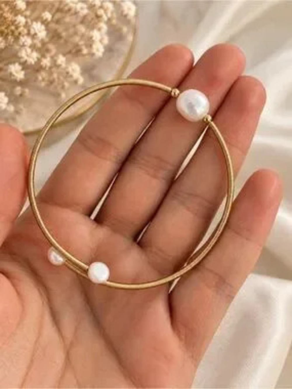 Gold Freshwater Pearl Bracelet for Women